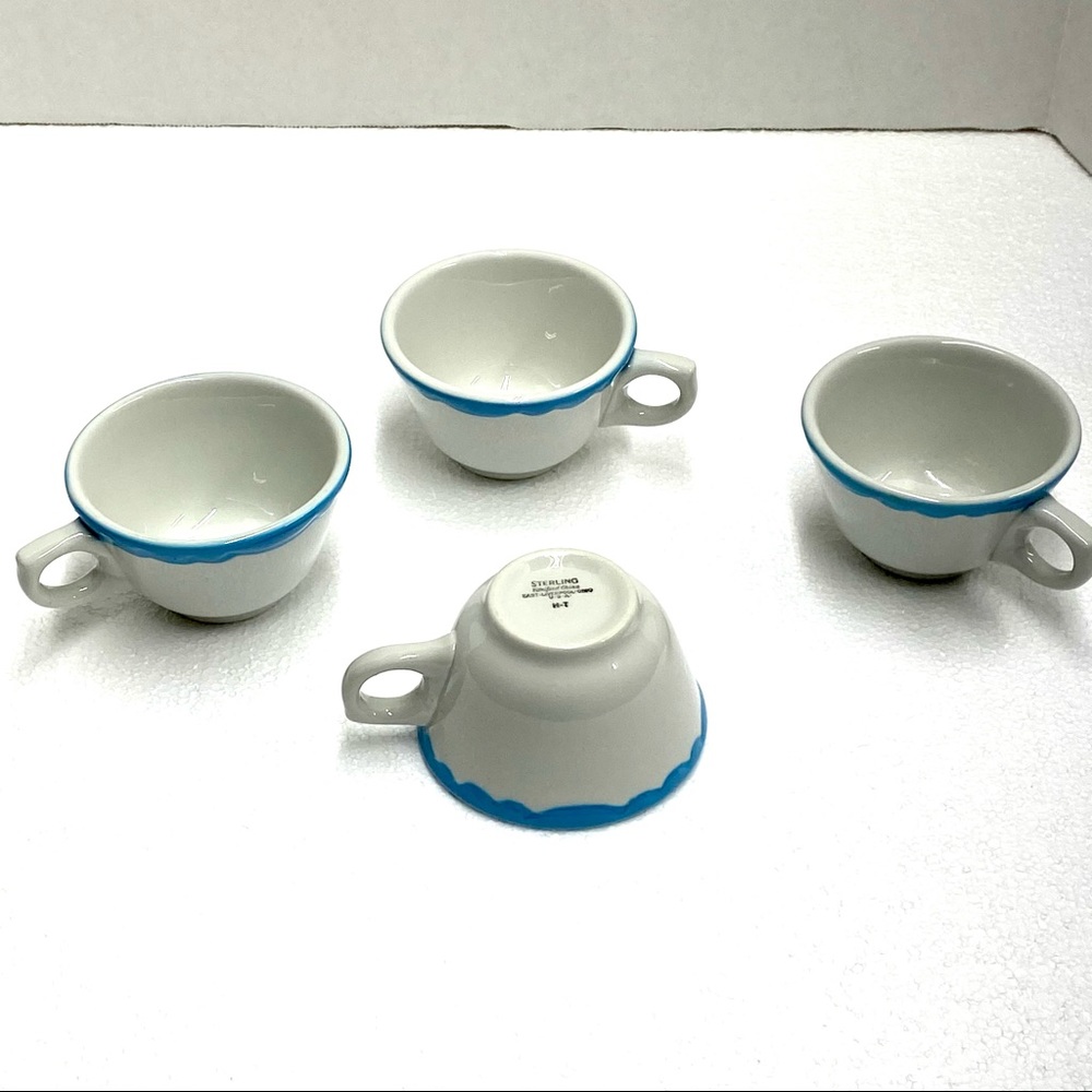 Vintage Sterling USA set of four coffee/teacups Marked with H-7 Restaurant Ware - Picture 7 of 9